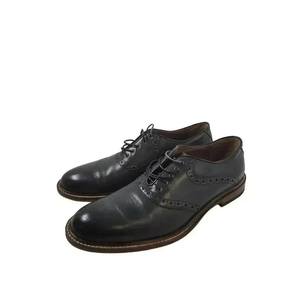 Aston Grey Mens Tokyo Oxford Dress Shoes Black Leather Almond Toe Lace Up 9.5